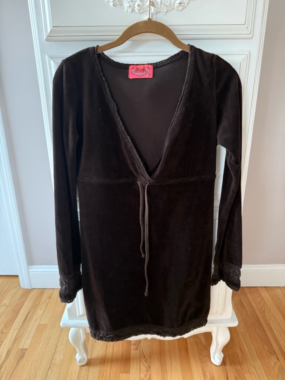VINTAGE Y2K - Juicy Couture Women's Brown Velvet Dress - SIZE P/XS 🤎